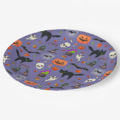 ハロウィン不気味パターン – カボチャ、幽霊こうもり ペーパープレート (アングル)