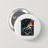 ハロウィン不気味パンクゴシックスカルマーメイド 缶バッジ (正面&裏面)