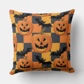 ハロウィン不気味パンプキンとこうもりパターン クッション (裏面)