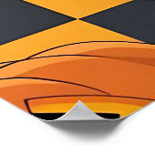 ハロウィン不気味パンプキンとこうもりパターン ポスター (角)