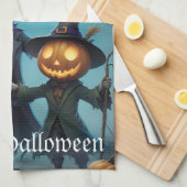 ハロウィン不気味パンプキンデュオ キッチンタオル (四つ折り)