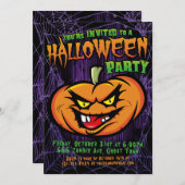 ハロウィン不気味パンプキンヘッド招待状 招待状 (正面/裏面)