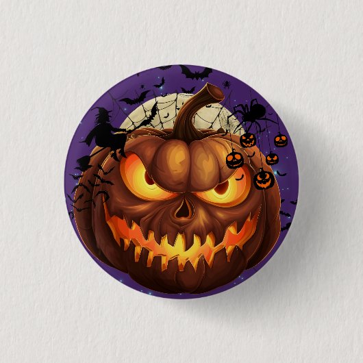 ハロウィン不気味パンプキンラウンドバッジ 缶バッジ (正面)