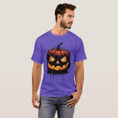 ハロウィン不気味パンプキンヴィンテージ Tシャツ (正面フル)