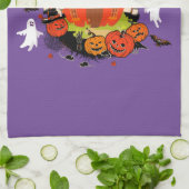 ハロウィン不気味パンプキン墓地シーン キッチンタオル (折り畳み)