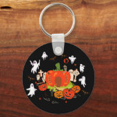 ハロウィン不気味パンプキン墓地シーン キーホルダー (正面)
