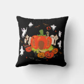 ハロウィン不気味パンプキン墓地シーン クッション (裏面)