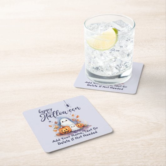 ハロウィン不気味パンプキン幽霊紙コースター スクエアペーパーコースター (インサイチュ)