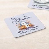 ハロウィン不気味パンプキン幽霊紙コースター スクエアペーパーコースター (アングル)