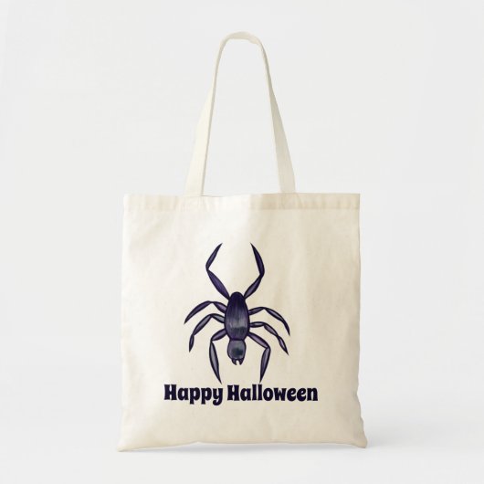 ハロウィン不気味パープルスパイダーアート トートバッグ (正面)