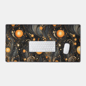 ハロウィン不気味ビービー抽象芸術オレンジとブラック デスクマット (キーボード&マウス)