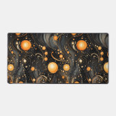ハロウィン不気味ビービー抽象芸術オレンジとブラック デスクマット (正面)