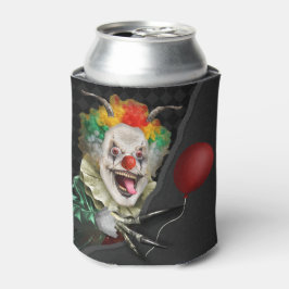 ハロウィン不気味ピエロホラーサーカスモノグラムの 缶クーラー