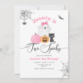 ハロウィン不気味ピンクの2人目の女の子の誕生日 招待状 (正面)