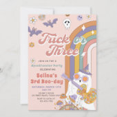 ハロウィン不気味ピンクグルービー幽霊誕生日 招待状 (正面)