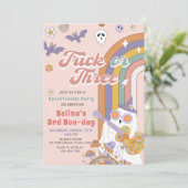 ハロウィン不気味ピンクグルービー幽霊誕生日 招待状 (スタンド正面)