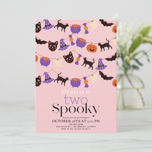 ハロウィン不気味ピンク2歳の誕生日 招待状 (スタンド正面)