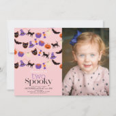 ハロウィン不気味ピンク2nd誕生日の写真2枚 招待状 (正面)