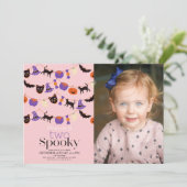 ハロウィン不気味ピンク2nd誕生日の写真2枚 招待状 (スタンド正面)