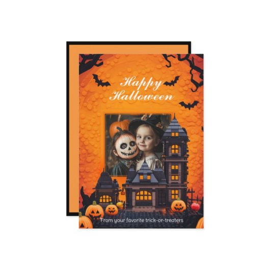 ハロウィン不気味ファミリーおもしろい カード (正面/裏面インサイチュ)