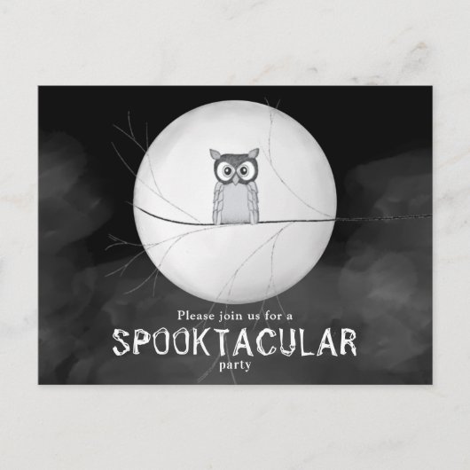 ハロウィン不気味フクロウお洒落パーティー ポストカード (正面)