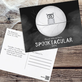 ハロウィン不気味フクロウお洒落パーティー ポストカード