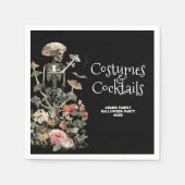 ハロウィン不気味フローラの衣装とカクテルブラック スタンダードカクテルナプキン (正面)