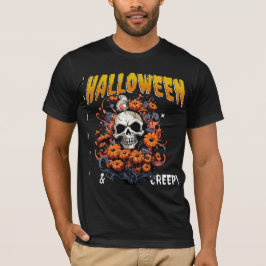 ハロウィン不気味フローラグラフィックTシャツ Tシャツ