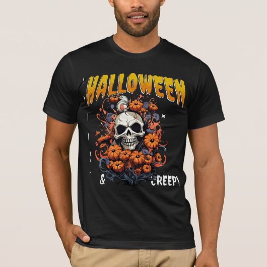ハロウィン不気味フローラグラフィックTシャツ Tシャツ (正面)