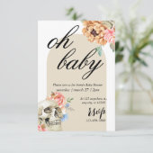 ハロウィン不気味フローラスカルベビーシャワー 招待状 (スタンド正面)