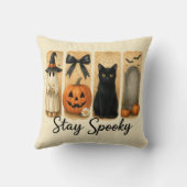 ハロウィン不気味ブラシストロークキャット「ステイ」 クッション (裏面)