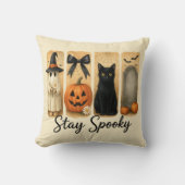ハロウィン不気味ブラシストロークキャット「ステイ」 クッション (正面)
