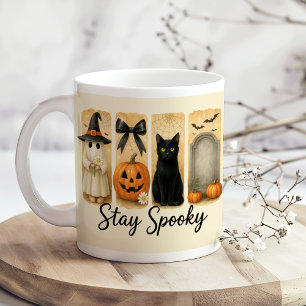ハロウィン不気味ブラシストロークキャット「ステイ」 コーヒーマグカップ