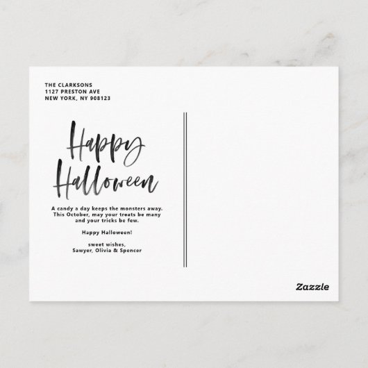 ハロウィン不気味ブラシレタリングフォトハロウィーン ポストカード (裏面)