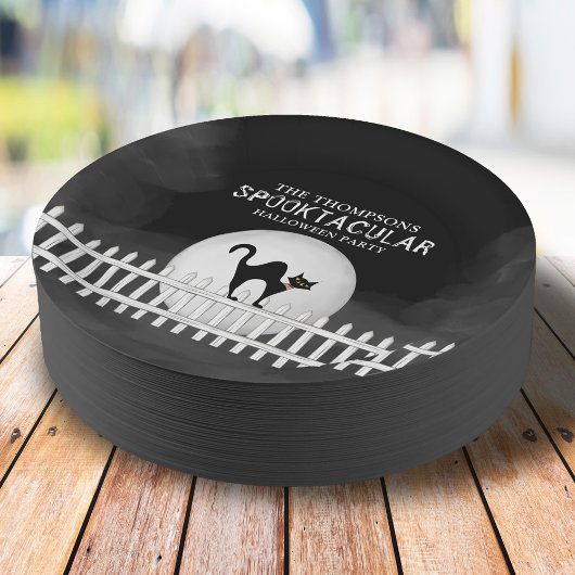 ハロウィン不気味ブラックキャットスポオクタキュラパーティー ペーパープレート