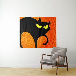 ハロウィン不気味ブラックキャットタペストリー タペストリー