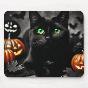 ハロウィン不気味ブラックキャットマウスパッド マウスパッド