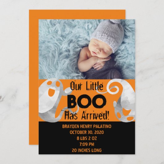 ハロウィン不気味ブーかわいこちゃん誕生 案内状 (正面/裏面)