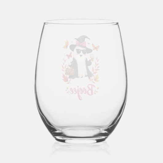 ハロウィン不気味ブージェサッシクラス幽霊 ステムなしワイングラス (正面)