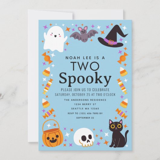 ハロウィン不気味ボーイズ2回目の誕生日 招待状 (正面)