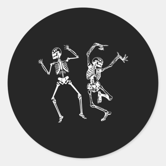 ハロウィン不気味ボーンスカル踊りスケルトン ラウンドシール (正面)