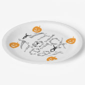 ハロウィン不気味ボーン文字トリックまたは治療 ペーパープレート (アングル)