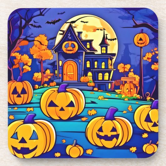 ハロウィン不気味マンションアートワーク コースター (正面)