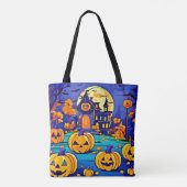 ハロウィン不気味マンションアートワーク トートバッグ (裏面)