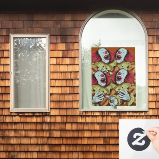 ハロウィン不気味ムーディカラフルピエロ ウィンドウサイン (ホームウィンドウ)