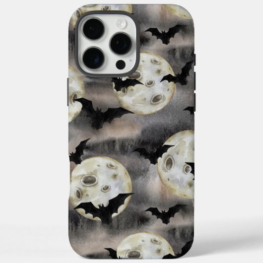 ハロウィン不気味ムーンとこうもり水彩 Case-Mate iPhoneケース (裏面)