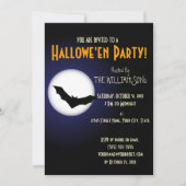 ハロウィン不気味ムーンアンドこうもり 招待状 (正面)