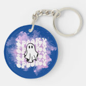 ハロウィン不気味レタープリントホワイトシート幽霊 キーホルダー (裏面)