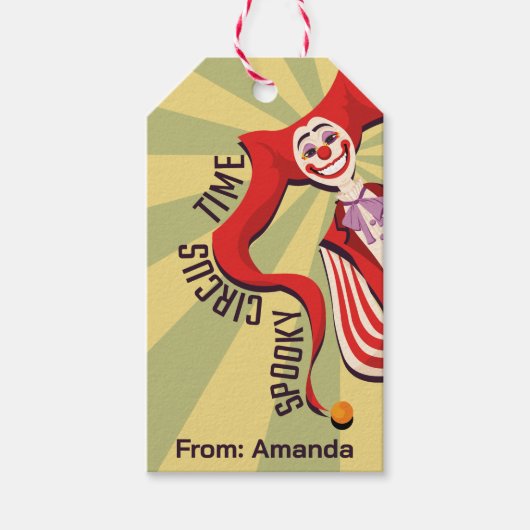 ハロウィン不気味レトロカラフルおもしろいピエロ ギフトタグ (正面)