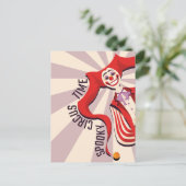 ハロウィン不気味レトロカラフルおもしろいピエロ ポストカード (スタンド正面)